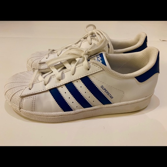 Adidas blue and white sneakers-kids size 3 - Picture 3 of 7